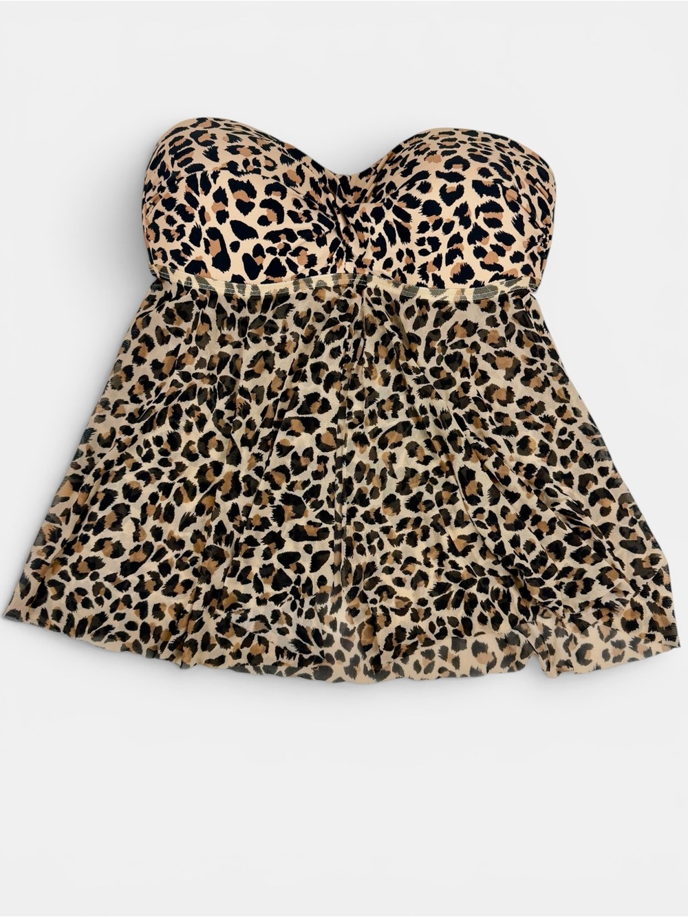 Kona Sol Leopard Print Strapless Tankini Swim Top Size Medium